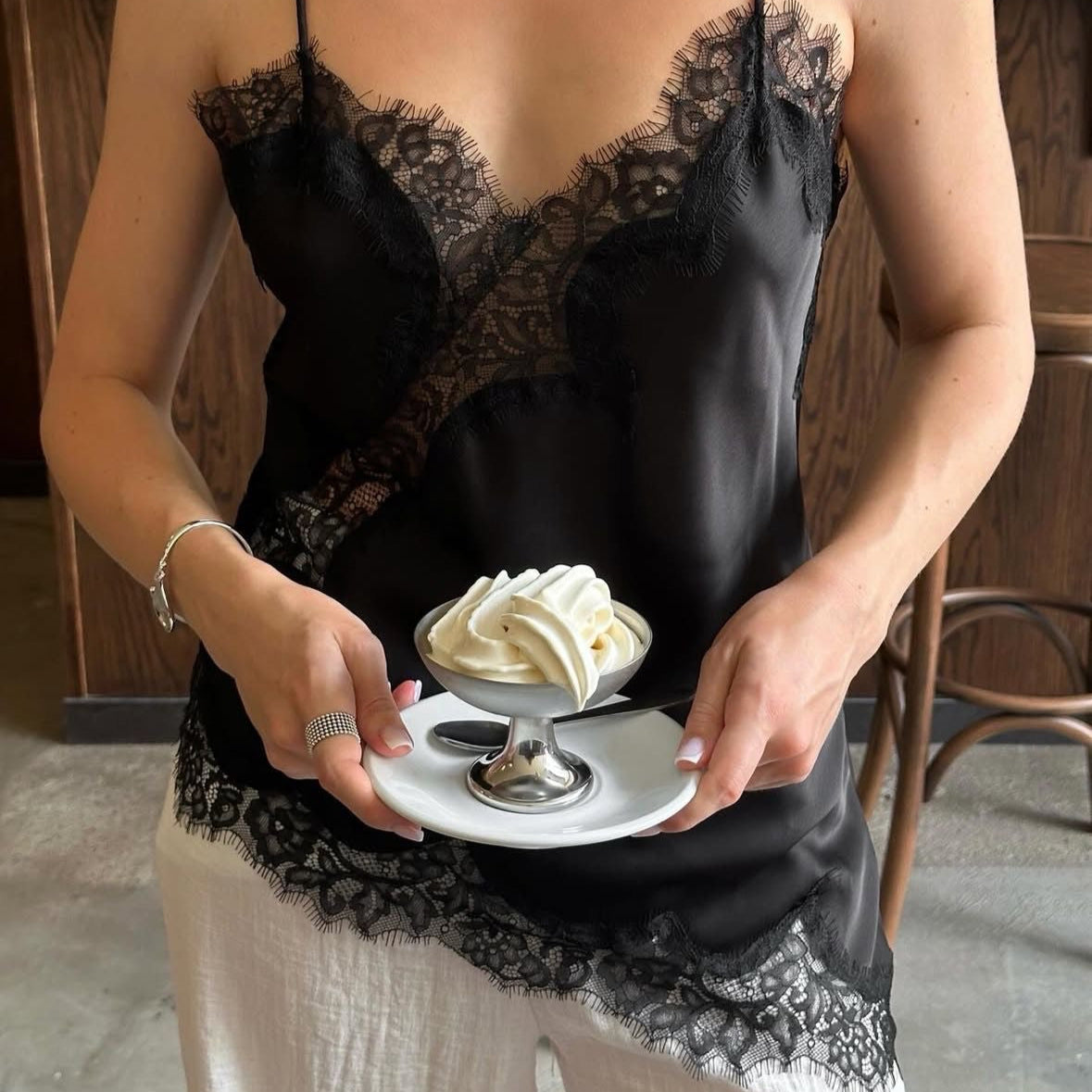 The Lace Satin Top