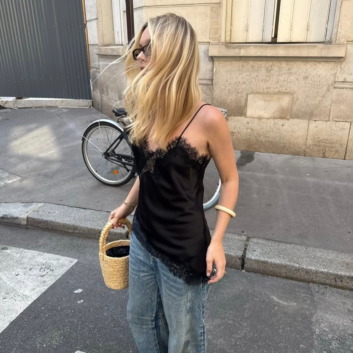 The Lace Satin Top